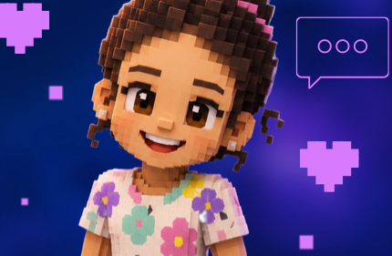 Avatar voxel do EmotePix com elementos de interação